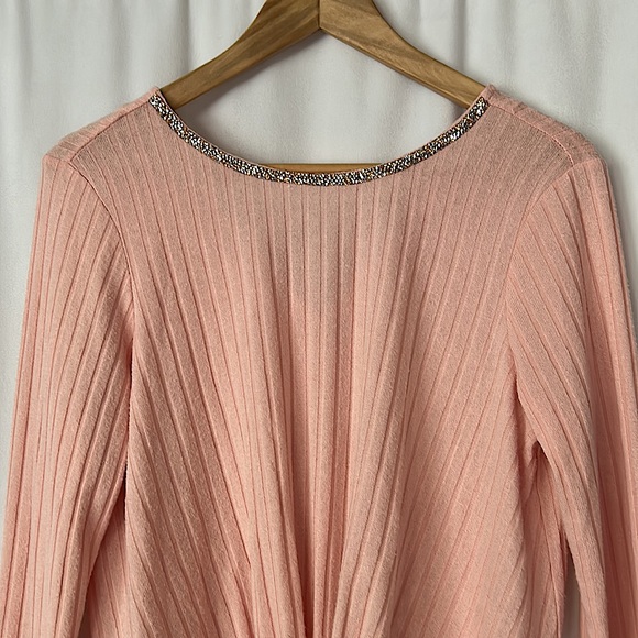 Juicy Couture Cute Front Twist Back Tie Pink Long Sleeve Sweater Top **Sz M** - Picture 3 of 4